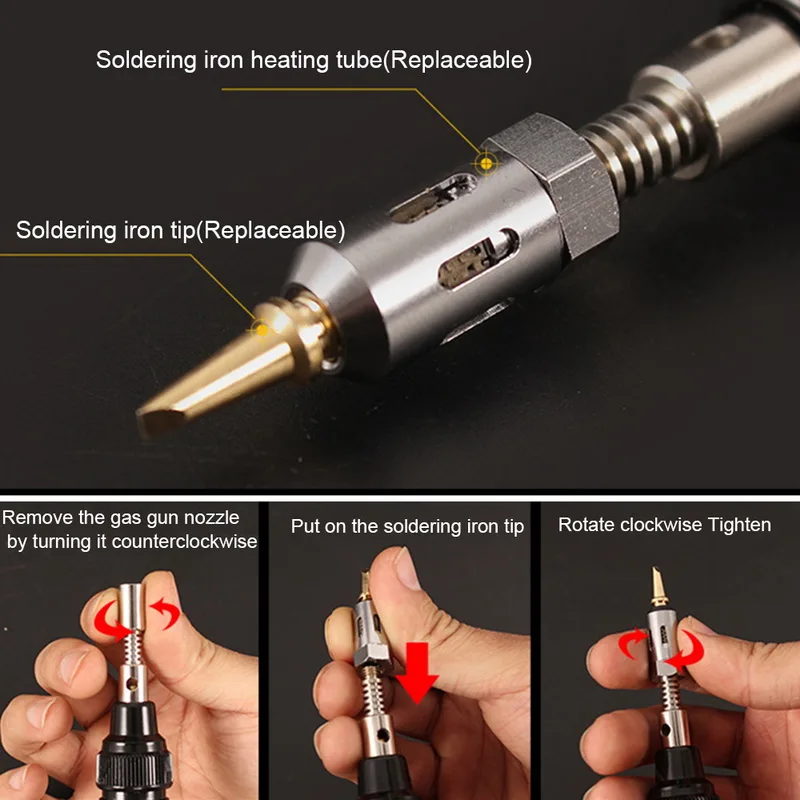 1300 Celsius Butane Gas Iron Cordless Butane Tip Tool Welding Pen Burner Blow Torch Gas Soldering Welding Soldering Irons