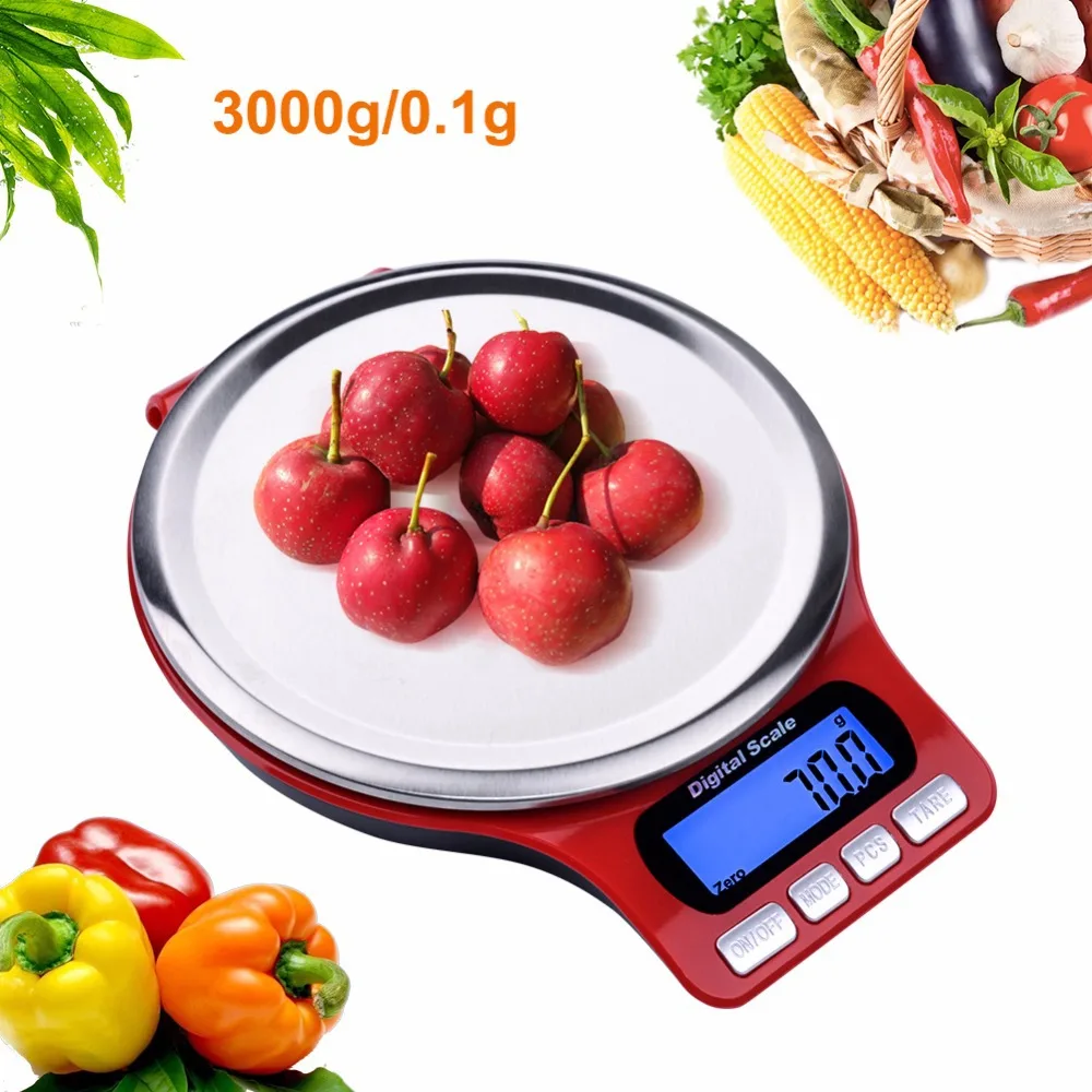 5KG/1G High precision household kitchen scale baking electronic food powder fruit stainless steel medicine weighing balance precision household kitchen scale electronic balance jewelry scale 0 01g weighing mini platform scale with tray
