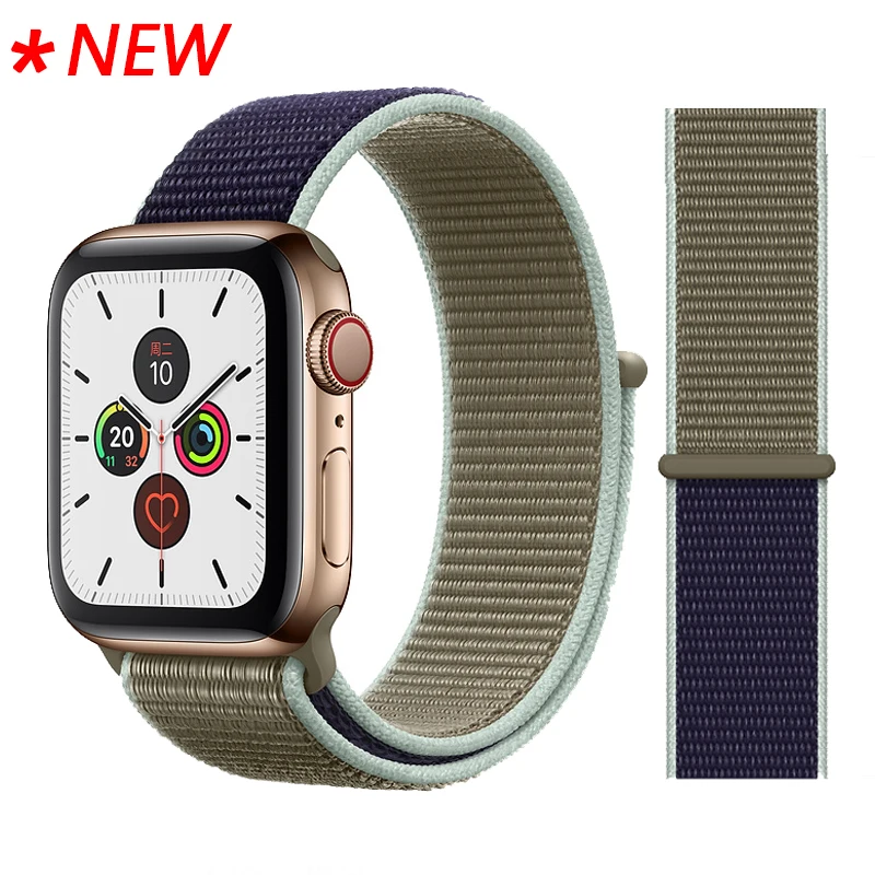52 Khaki Нейлон Ремешок для наручных часов Apple Watch серии 3/2/1 38 мм 42 мм мягкий нейлон дышащий сменный ремешок Спортивная петля для наручных часов iwatch серии 4 40 мм 44 мм - Цвет ремешка: 52 Khaki