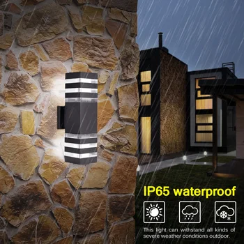 

E27 Socket High Quality Waterproof Upper And Lower Aluminum Square LED Wall Lamp Installation Outdoor Double Head Wall Lamp