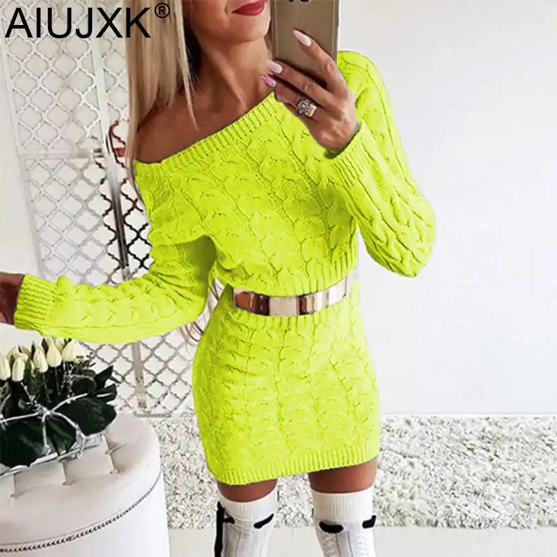 neon green jumper dress