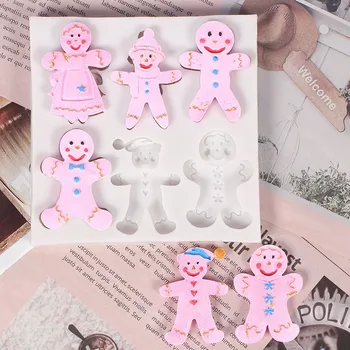 

Cute Cartoon Christmas Gingerbread Man Silicone Mold Fondant Cake Mold Chocolate Candy Clay Mold Kitchen Tool Bakeware