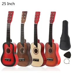 25 Inch 6 Strings Basswood Acoustic Guitar Set with Pick String Bag Guitar Accessories for Children and Beginner