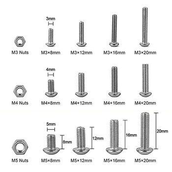 

500pcs/box 304 Stainless Steel Hexagonal Screws Kit With Box Mounting Hardware Tools M2.5 M3 M4 M5 Socket Head Bolt Nut Screws
