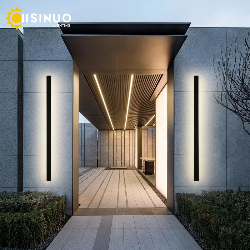 

LED Waterproof IP65 outdoor Long wall lamp Aluminum Indoor Home Decro Garden porch Sconce Light 110V 220V Black Sconce Luminaire