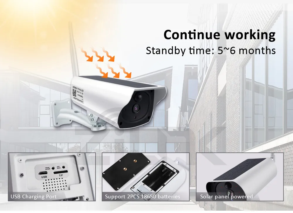 ZILNK Solar Camera Outdoor Wireless WIFI CCTV 1080P 2.0MP HD Waterproof Security Surveillance Solar Power IP Camera Cloud