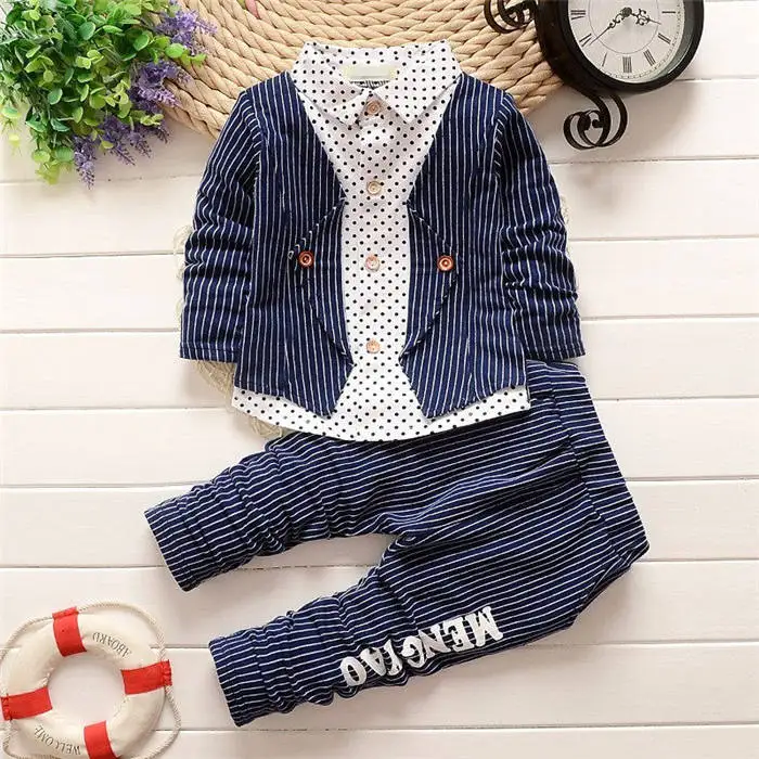 BibiCola/Весенний детский комплект одежды для мальчиков подарок для малышей Комплект для малышей Одежда для мальчиков топы + Штаны спортивный