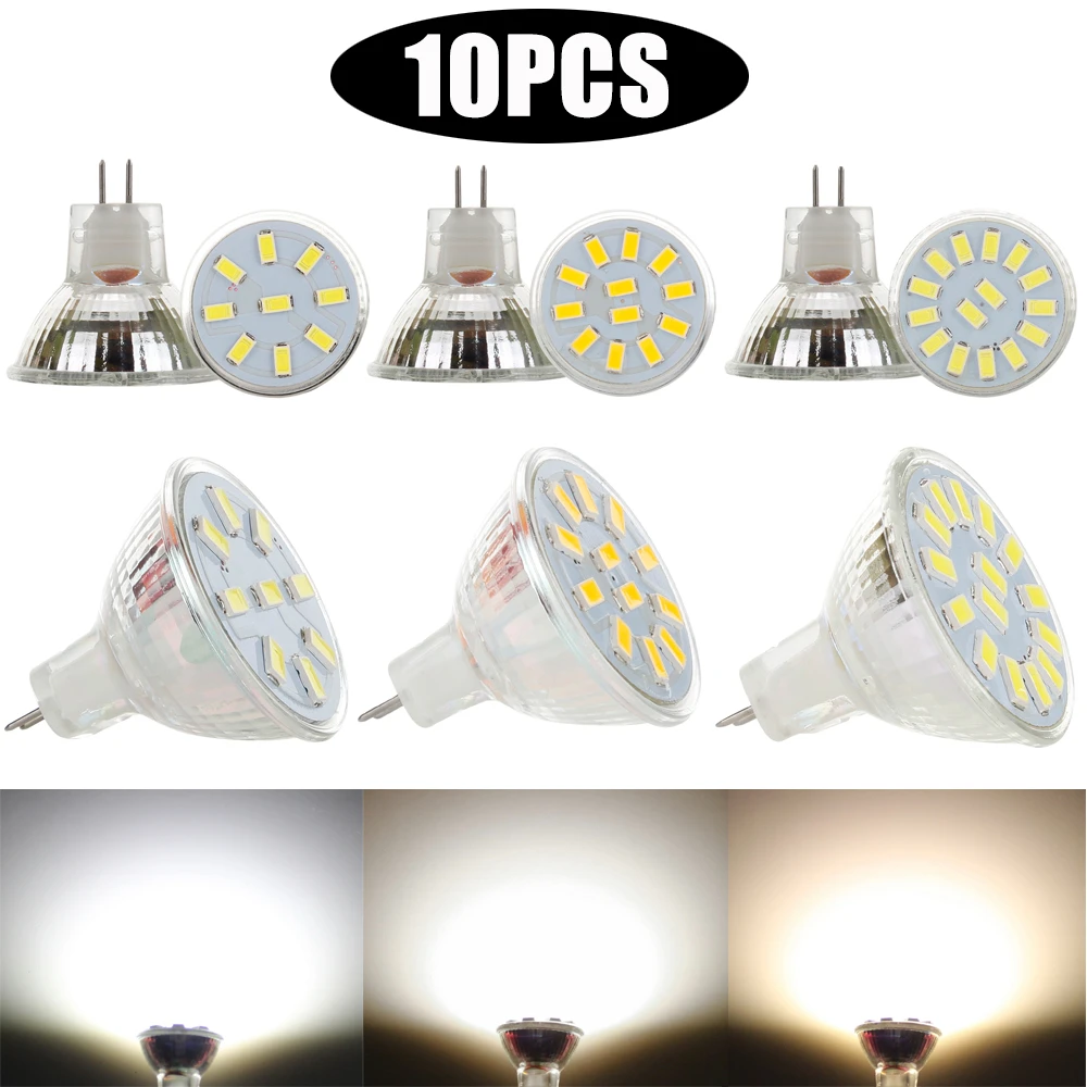 10pcs Mr11 Gu4 Led Spotlight Bulbs Ac Dc 12v 24v 5733 Smd 9leds 12leds