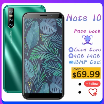 

Smartphones Note 10 Octa Core 4GB RAM 64GB ROM 13MP+5MP Android Cellphones 6.0inch Celulares Face unlock Mobile Phones