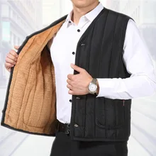 Мужской жилет среднего возраста плюс бархатный теплый плюс хлопок зимняя одежда Daddy жилет свободный жилет на пуговицах