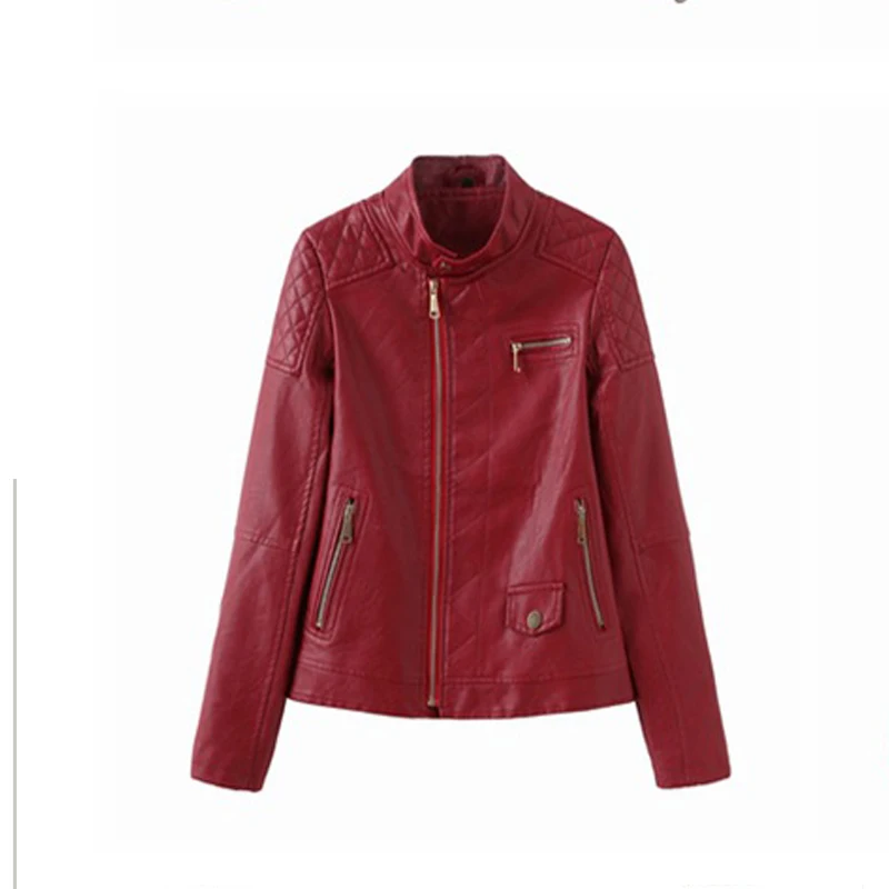 Женская Весенняя и осенняя куртка, короткое пальто из искусственной кожи, облегающее пальто на молнии с карманом, сексуальное женское крутое байкерское пальто