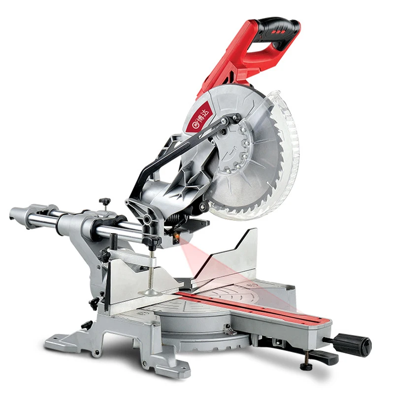 

High Power Miter Saw 10 Inches Multifunction Push Rod Wood Cutting Machine Laser Positioning Electrical Tools Trolley Saw