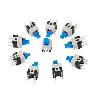 

10 Pcs Latching Tact Tactile Push Button Switch Self locking 7 x 7mm 6 Pin DIP