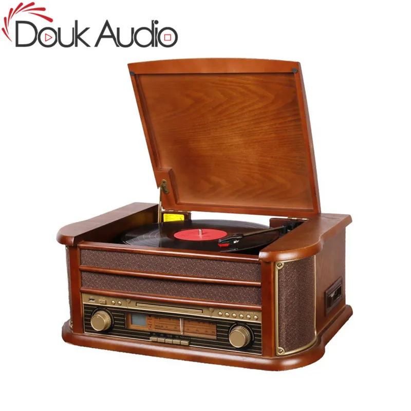 Douk аудио стерео проигрыватель LP Виниловый проигрыватель лента& CD& u-диск& AM/FM радио& AUX& USB аудио