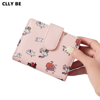 

Wallets Women Cartoon Printing Kawaii Coin Pockets Card Holder Mini Purse Womens Korean Style Hasp Foldable Chic PU Leather New