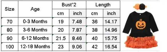 PUDCOCO Baby Girls Halloween Pumpkin Costume Romper Fancy Dress Outfit Headwear Set 0-18M