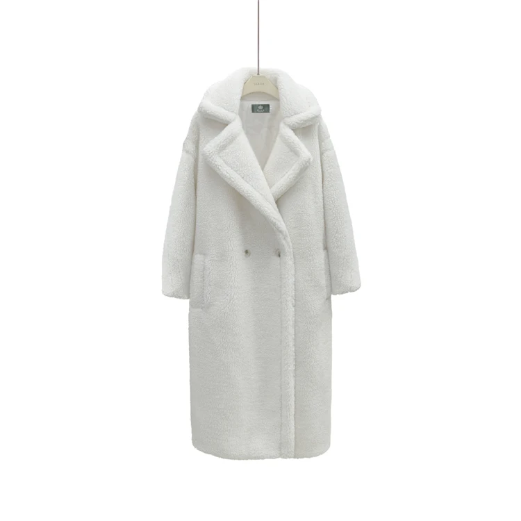 Женское шерстяное пальто с плюшевым мишкой, новинка, осенне-зимний Тренч с мехом, кашемировое пальто, теплое шерстяное длинное пальто с карманами, женское S-XL