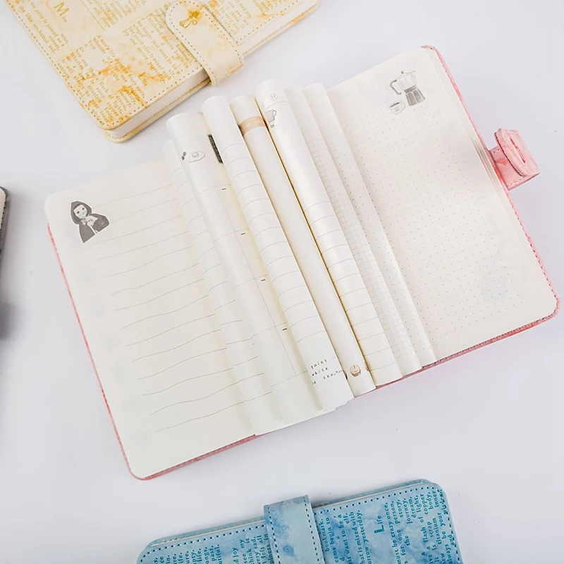 Retro Stationery Leather Handbook Cartoon Color Illustration Cute Diary Notebook
