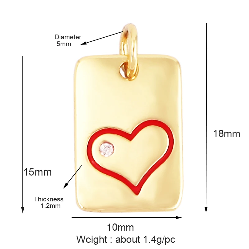Gold Plated Colorful Happy Face & Heart Charm Attachment