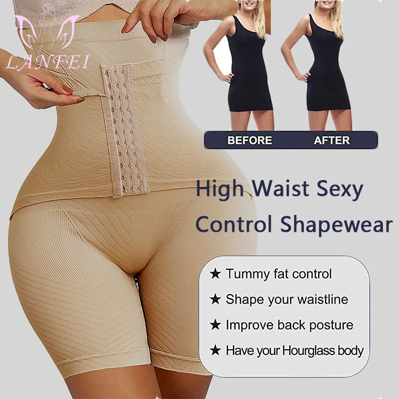 LANFEI Womens Firm Tummy Control Butt Lifter Shapewear High Waist Trainer Body Shaper Shorts Thigh Slim Girdle Panties with Hook girdles