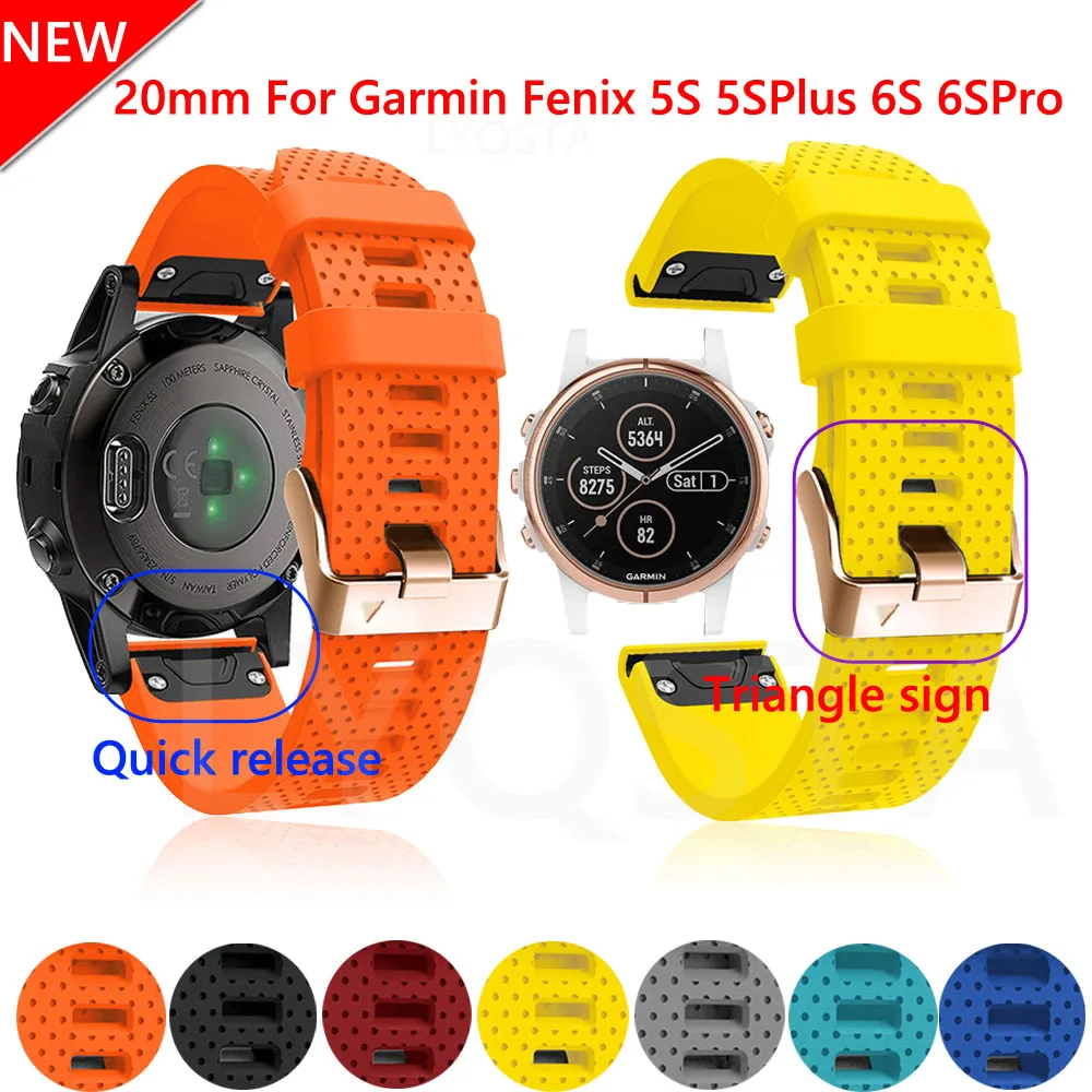 

Ремешок 20 мм для наручных часов Garmin Fenix 6 6S 6X Pro 5X 5S Plus, силиконовый быстросъемный браслет Fenix6S Fenix5S, часы Easyfit