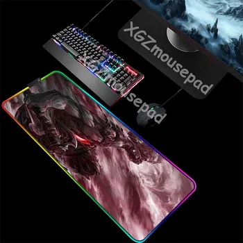 

XGZ Computer Desk Mat Exquisite Black Lock Edge Noxus HD Custom Cool Large RGB Mouse Pad Rubber Non-slip for Lol Dota Gamer Xxl