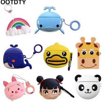 

Small Cartoon Dinosaur Pattern Protective Cover Shockproof Soft Silicone Case Skin with Carabiner for Airpods 1/2 Charging Box A
