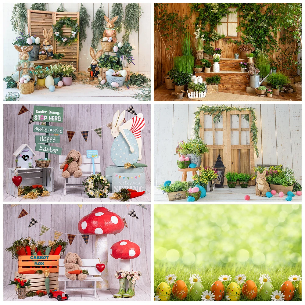 

Easter Photography Background Colour Eggs Rabbit Wood Floor Backdrop Baby Shower Easter Backdrop Photo Background