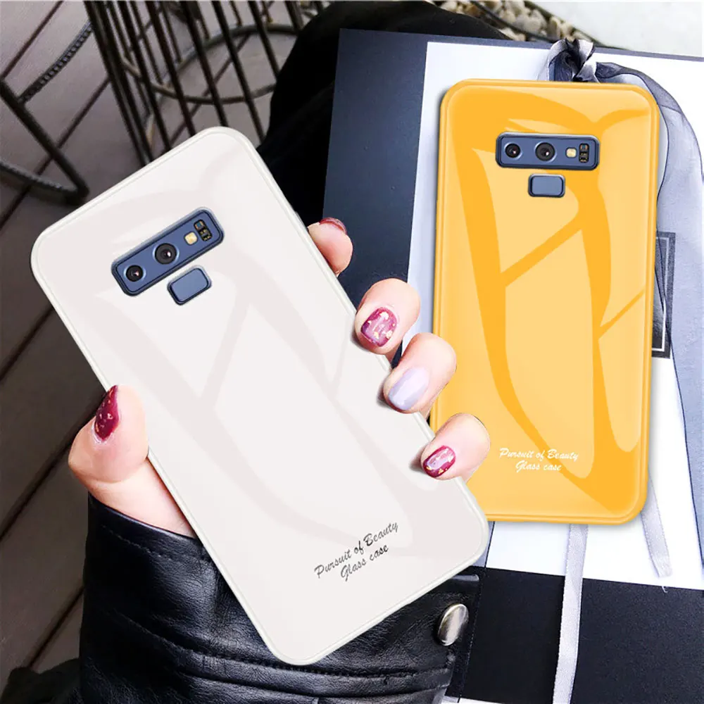 Fashion Smooth Glass Phone Case For Samsung Galaxy S9 S10 Plus Lite S10E 5G Note 9 10 Glossy Hard Back Cover Cases |