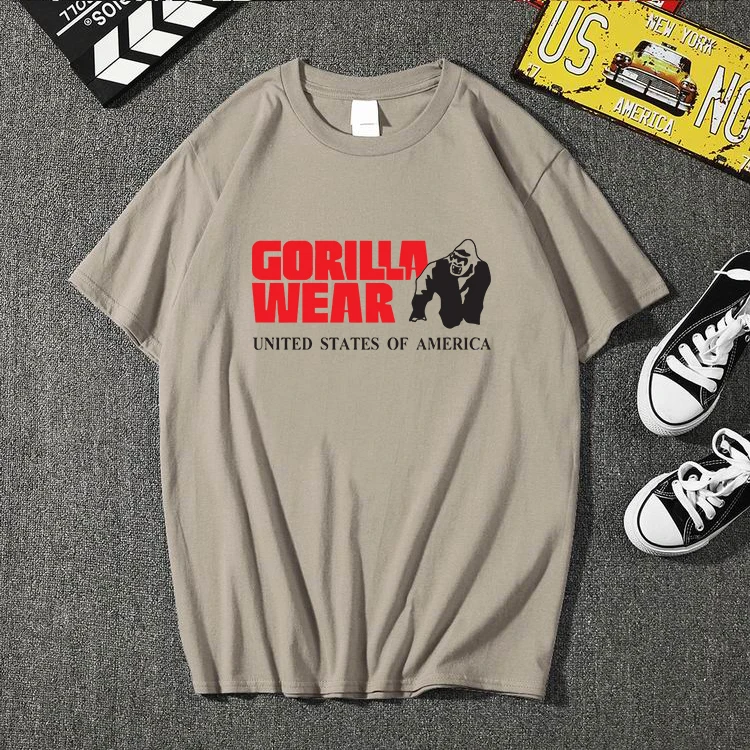 Забавная футболка, милая одежда с изображением гориллы, мужские повседневные хлопковые топы с коротким рукавом, крутая футболка, летний Трикотажный костюм, футболки