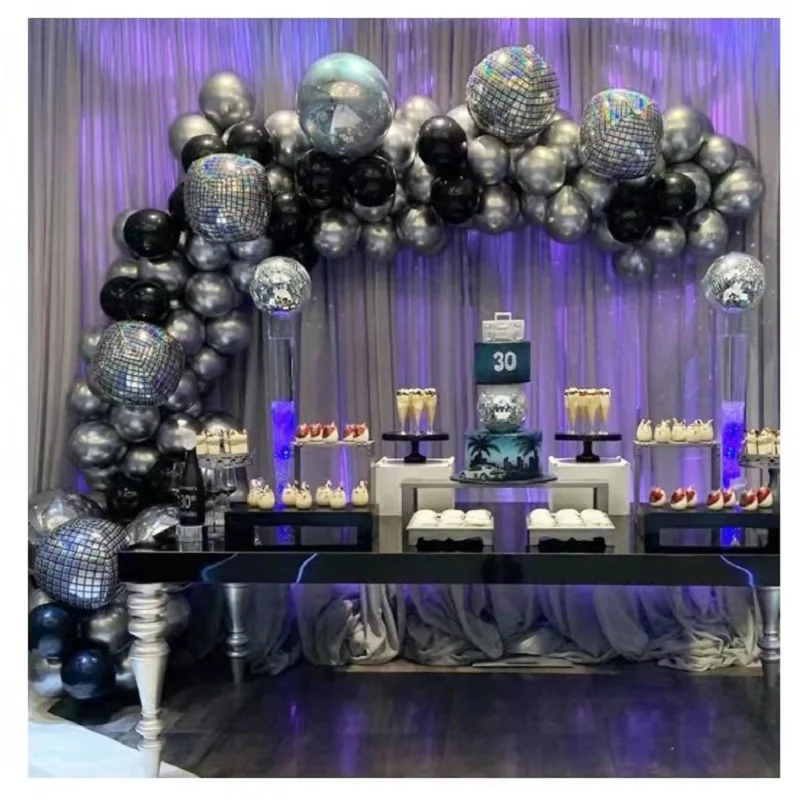 

Black Silver Balloon 4D Disco Aluminum Foil Balloon Suitable for Birthday Bachelor Party Baby Shower Proposal Decoration