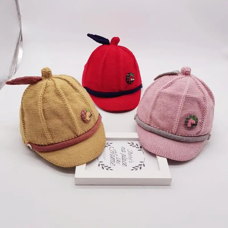 Зимняя теплая вязаная шапка в Корейском стиле для новорожденных, шапка с фруктами для малышей