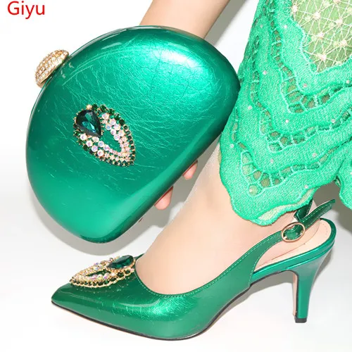 Туфли doershow и Комплект с сумочкой в тон Обувь в африканском стиле и сумки в комплекте, Размер 38–43 итальянских туфель и сумки той же расцветки для ladyPartys HYT1-18 - Цвет: Зеленый
