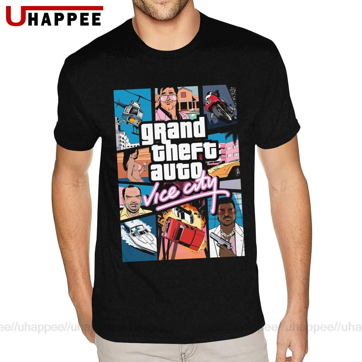 Серая футболка Grand Theft Auto Vice City GTA GAME Мужская с графическим принтом на заказ