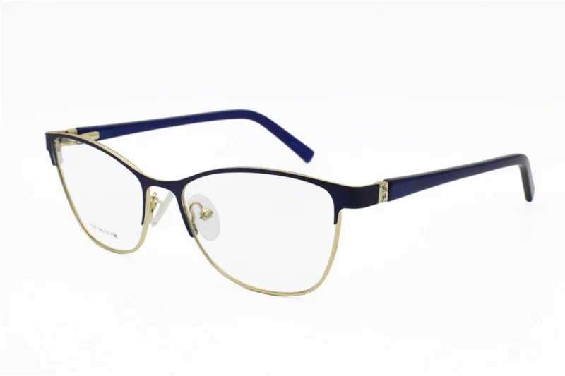 blue-gold 1147 бабочка уникальная форма fullrim металлический с высокой ацетатной дужки чехол гибкий трендовый тонкий оптический стеклянный каркас для женщин - Цвет оправы: blue-gold