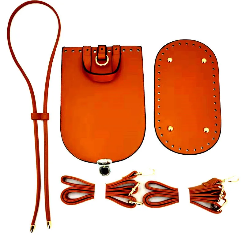 DIY сумка рюкзак 5 шт набор ручная работа сумка на ремне тканая сумка набор сплошной цвет сумка низ с аппаратными аксессуарами - Цвет: Коричневый