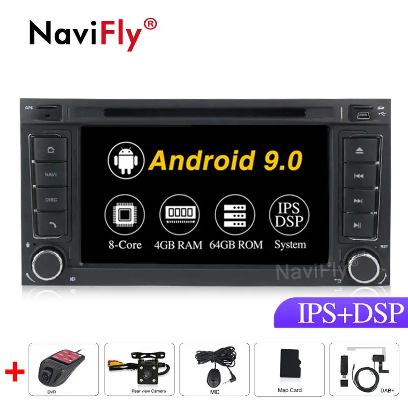 Ips DSP 8Core Android 9,0 автомобильный dvd-радиоплеер для Volkswagen Touareg Transporter T5 Multivan gps navi с рулем - Цвет: 8Core Camera DVR DAB