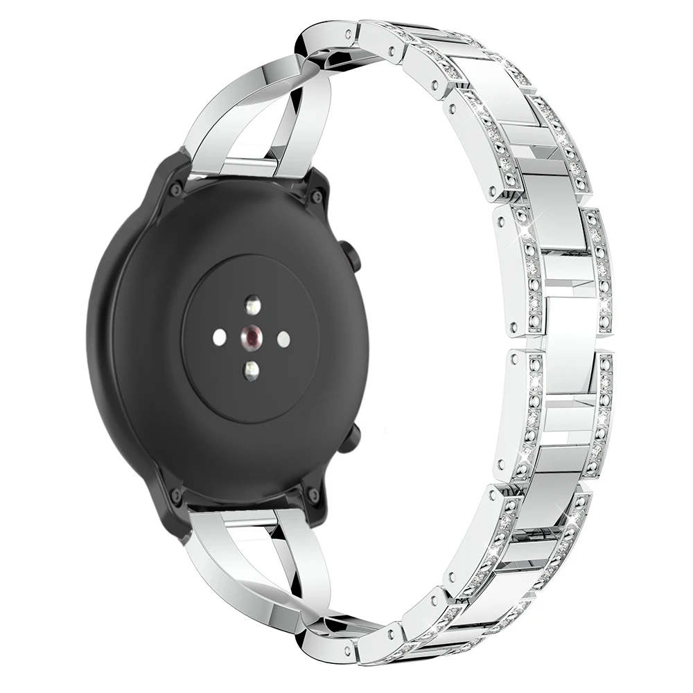 Роскошный ремешок для часов из нержавеющей стали для Huami Amazfit GTR 47 мм 42 мм сменный металлический ремешок для часов женский браслет с кристаллами