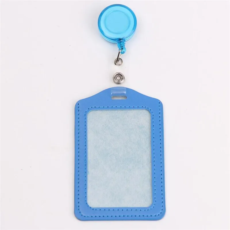 Multicolor PU Leather Badge Holder with Retractable Reel