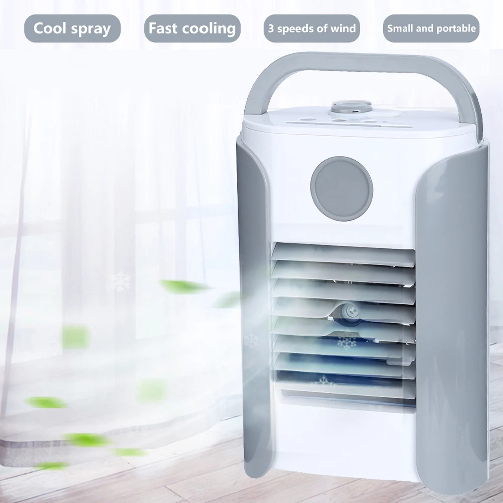 

Portable Home Cooling Fan Humidification Spray Air Cooler Fan Mini Conditioner Household USB Charging fan Gray Ventilador