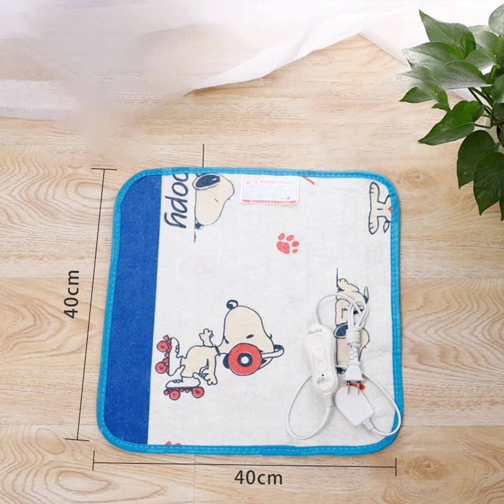 220V Cn Plug Pet Heating Pad Winter Warm Electric Blanket Adjustable Temperature Cushion For Dog Cat Bed Hamster Cage 40*40cm