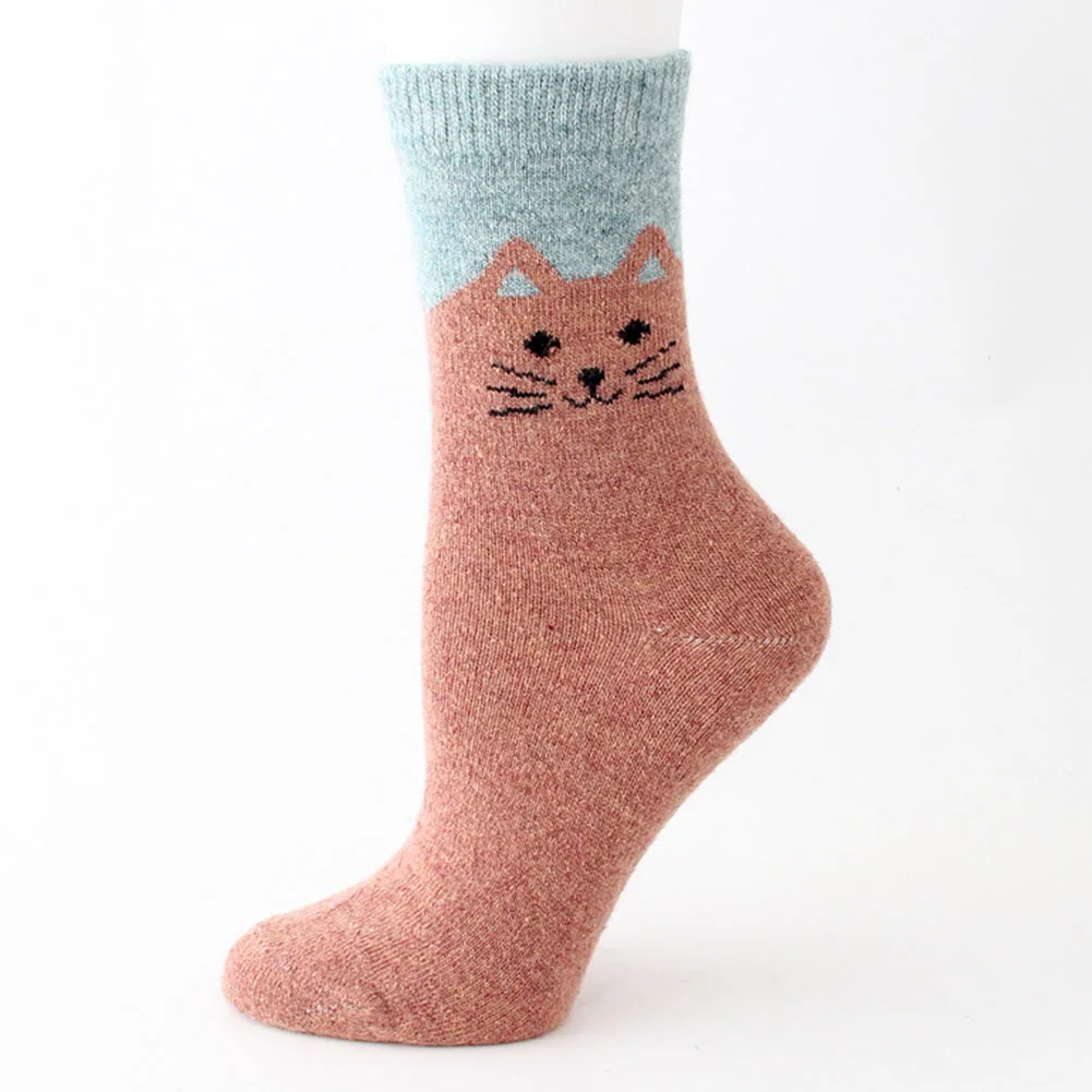 3 пары, Повседневные вязаные женские аксессуары для носков, спортивный подарок, Утолщенные мягкие повседневные зимние теплые милые кошки из искусственной шерсти для взрослых