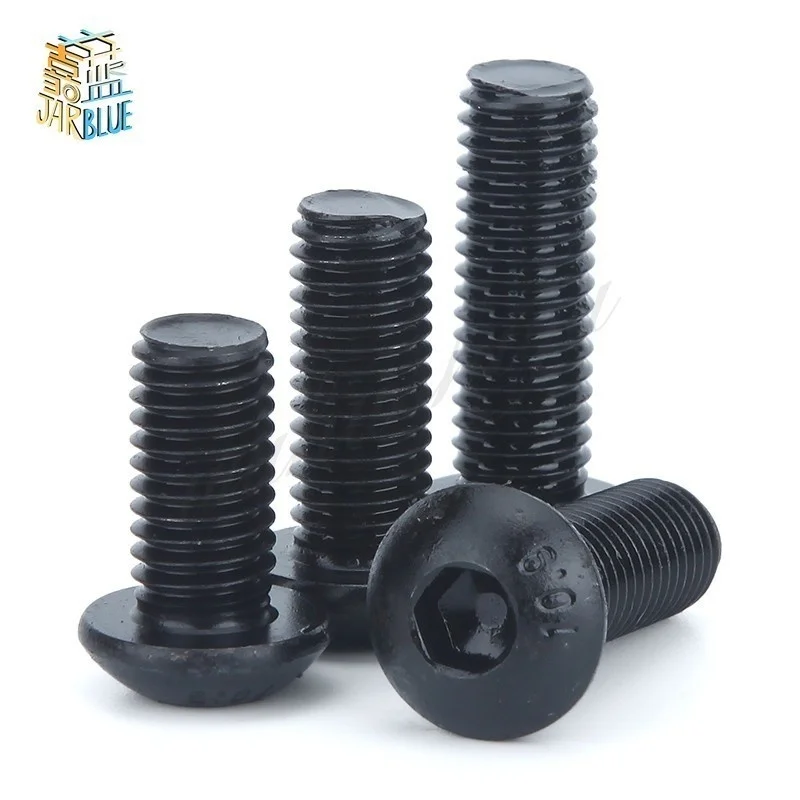 50pcs-m2-m25-m3-m4-iso7380-alloy-steel-109-level-black-hexagon-socket-button-head-screw-furniture-mushroom-cap-hex-bolts