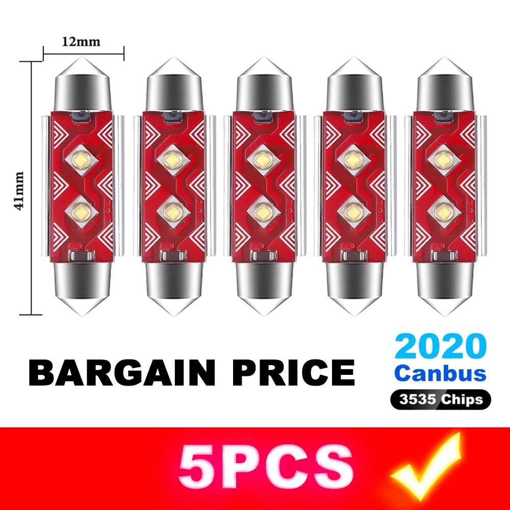 Светодиодная лампа-гирлянда C5W C10W 31 мм 36 39 41 без ошибок с чипами Canbus 3535 сверхъяркая
