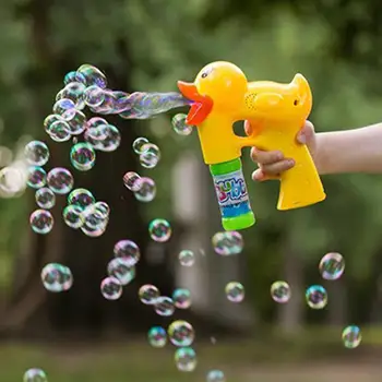 

Yellow Duck Shape Bubble Blower Machine Toy with Music Sound Kids Soap Water Bubble Gun Gift For Children Manual Gun Blower