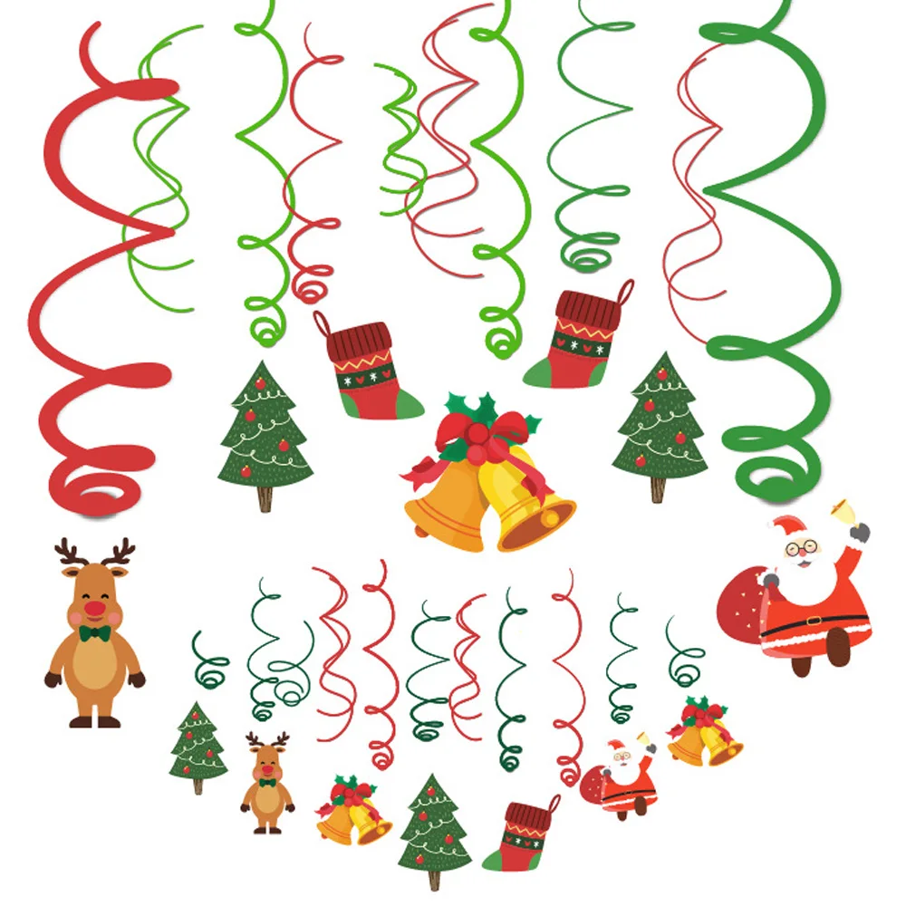 Style B Behogar 30 шт. Merry Christmas комплект украшений для Вечеринки Висячие завитки карты спиральный орнамент Вечерние торжества реквизит для фотосессии - Цвет: Style B