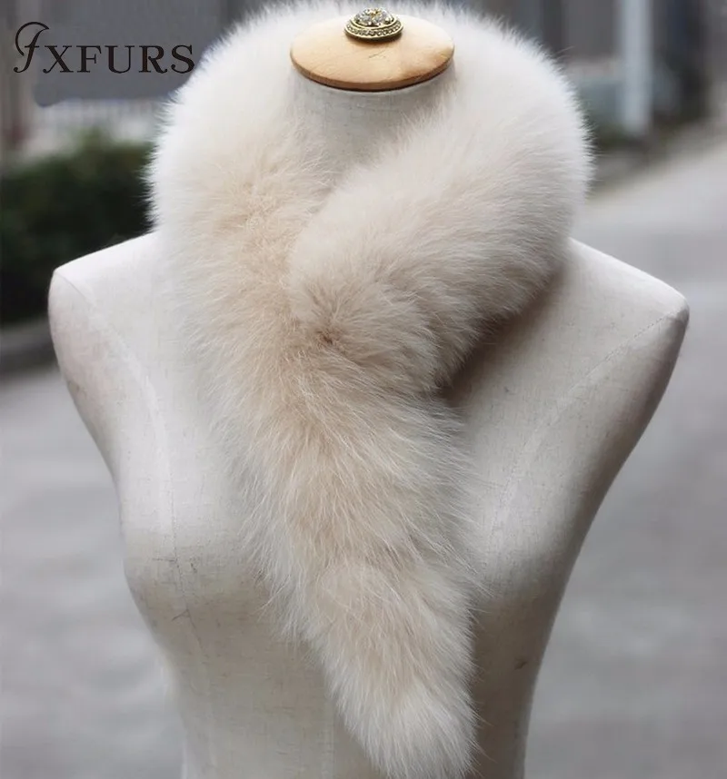 

FXFURS 2020 new fashion Genuine Scarf 100% Real Fox Fur Collar and Ring Muffler Women Fur Stole Neck Warmer 16 Colors