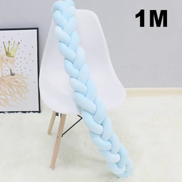 1M Blue 2 м Длина Детская кровать бампер 4 косы детская кровать Декор чистый плетение плюшевый узел кроватка бампер протектор Детская комната Декор - Цвет: 1M Blue