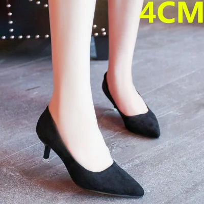 Cresfimix; женские милые удобные туфли из флока на высоком каблуке; женские модные милые офисные туфли на высоком каблуке; сезон весна-лето; Цвет Черный; b2912 - Цвет: ccc