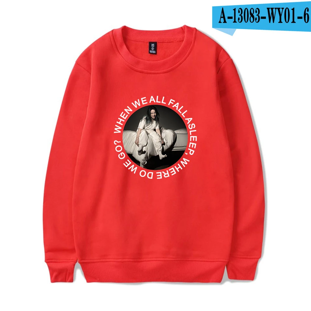 Billie Eilish Толстовка без рукавов Женская Черная хлопковая модная Осенняя Толстовка без косточек женская уличная Толстовка Спортивная одежда - Цвет: red